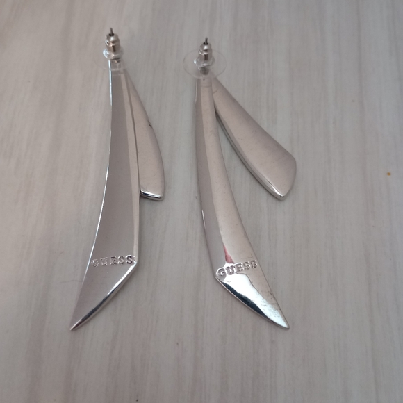 Guess Silver Tone holographic Earrings with RhinestoneStones  Women's Jewelry - Picture 6 of 14